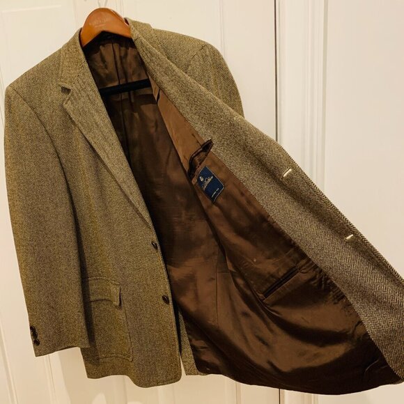 VTG 42 R Brooks Brothers " Brooks Tweed " Brown Speckled Herringbone Made USA - Picture 5 of 16